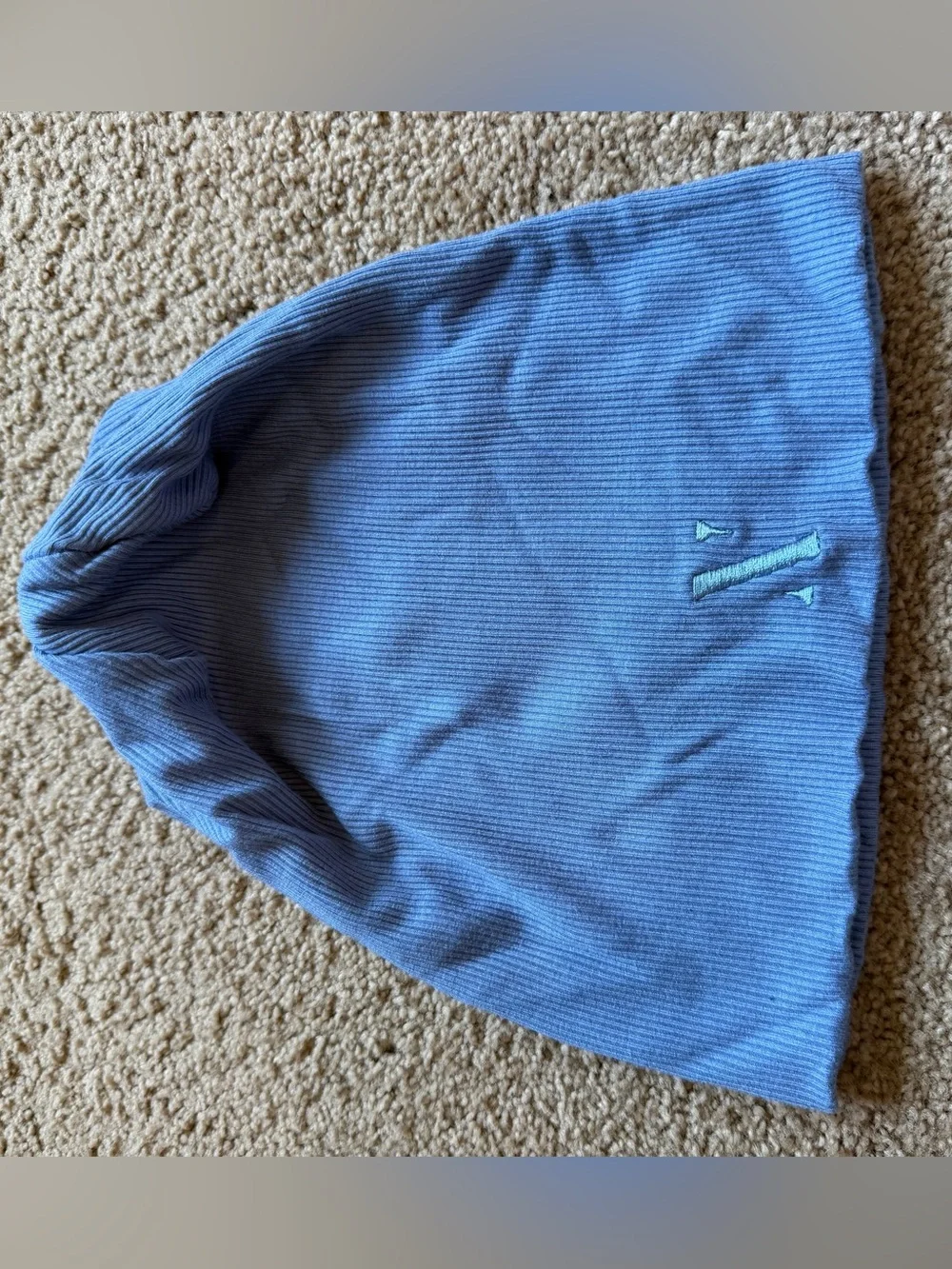 Light Blue Ribbed Beanie with Subtle Stitch Detail